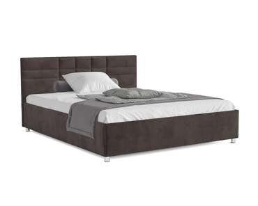 Кровать Нью-Йорк 140х190 темно-коричневого цвета с подъемным механизмом (микровельвет)