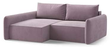 Угловой диван-кровать Софт лилового цвета левый