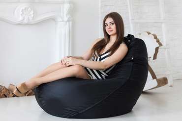 Кресло-мешок Груша 2XL в обивки из ткани оксфорд черного цвета