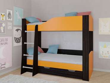 Двухъярусная кровать Астра 2 80х190 цвета Венге-Оранжевый