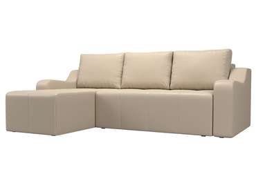 Угловой диван-кровать Элида бежевого цвета (экокожа) левый угол