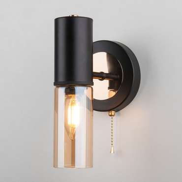 Настенный светильник Tesoro черного цвета в стиле лофт