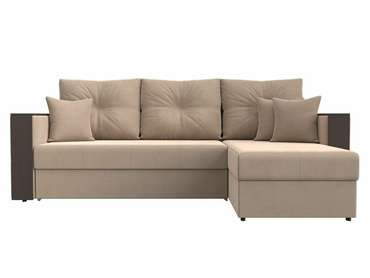 Угловой диван-кровать Валенсия бежевого цвета правый угол