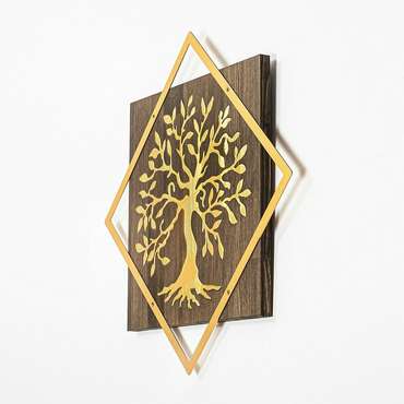 Настенный декор Дерево 54x54 коричнево-золотого цвета