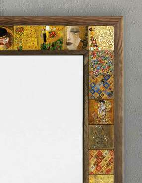 Настенное зеркало 53x73 с каменной мозаикой желто-коричневого цвета