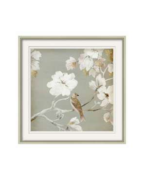 Постер в раме Birds and flowers–I 80х80 в раме серебряного цвета