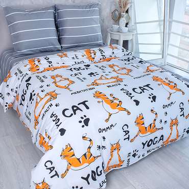 КПБ 'Традиция', 2,0 спальный, поплин, 100% хлопок, пл. 118 гр./кв.м., 'Йога Тигры'