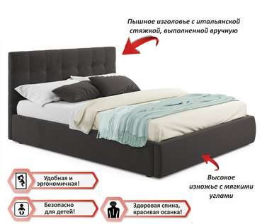 Кровать с подъемным механизмом Selesta 160х200 коричневого цвета