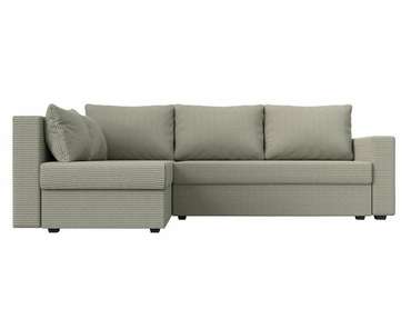 Угловой диван-кровать Мансберг серо-бежевого цвета левый угол