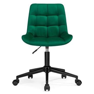 Офисный стул Честер изумрудного цвета с черным основанием