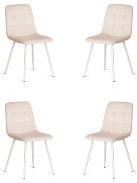 Комплект из четырех стульев Chilly бежевого цвета с белыми ножками
