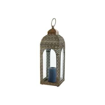 Фонарь Home ESPRIT Позолоченный Металл Стеклянный Араб Маринованный 20 X 20 X 56 cm (2 Предметы)