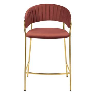 Полубарный стул Turin терракотового цвета с золотыми ножками