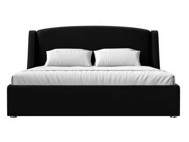 Кровать Лотос 200х200 черного цвета с подъемным механизмом (экокожа)