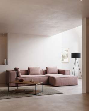Угловой диван Blok 300 розового цвета правый