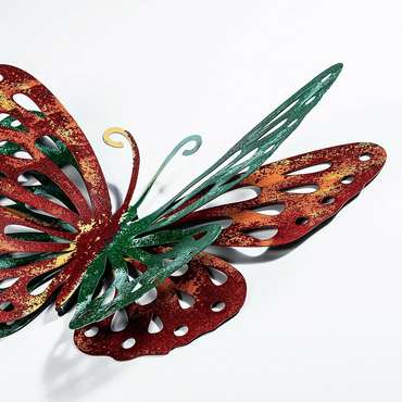 Настенный декор ручной работы Бабочка 22х29 коричнево-зеленого цвета