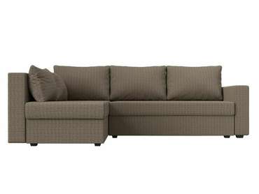 Угловой диван-кровать Мансберг бежево-коричневого цвета левый угол