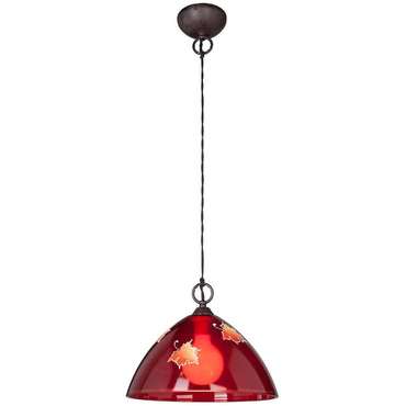 Подвесной светильник с плафоном из стекла красного цвета 
