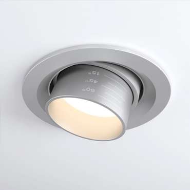 Встраиваемый светодиодный светильник с регулировкой угла освещения 9920 LED 15W 4200K серебро Zoom