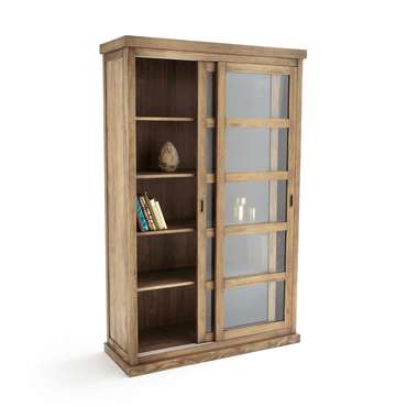 Шкаф книжный с раздвижными дверцами Lunja коричневого цвета