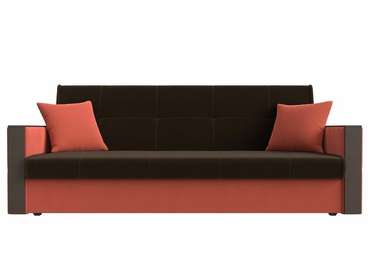Прямой диван-кровать Валенсия кораллово-коричневого цвета