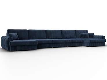 Угловой диван-кровать Лига-057 МегаЛонг темно-синего цвета