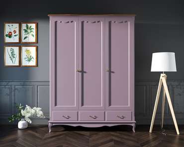 Шкаф для одежды трехстворчатый с ящиками Leontina Lavanda фиолетового цвета