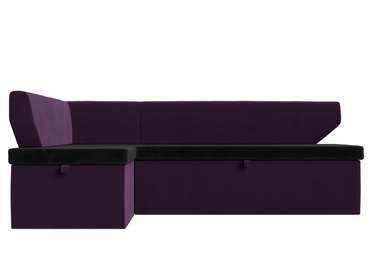 Угловой диван-кровать Омура черно-фиолетового цвета левый угол