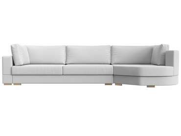 Угловой диван-кровать Лига 026 белого цвета (экокожа) правый угол