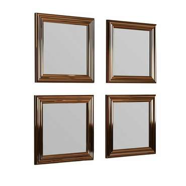 Набор из четырех настенных зеркал Decor 40х40 бронзового цвета