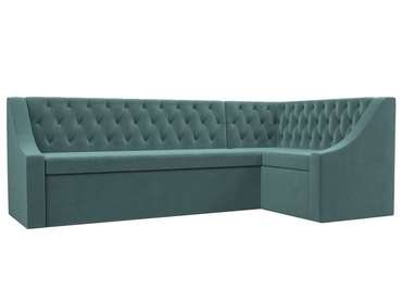 Кухонный угловой диван-кровать Мерлин бирюзового цвета правый угол