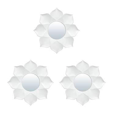 Комплект из трех  настенных декоративных зеркал Бордо белого цвета