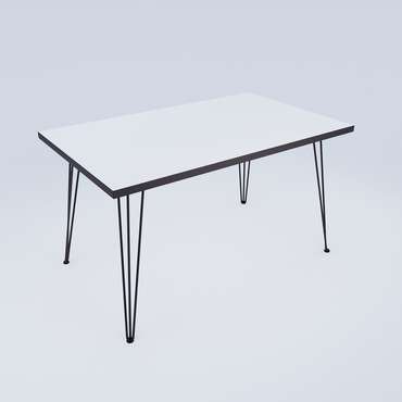 Обеденный стол 90 белого цвета с серой кромкой