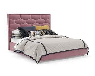 Кровать Рица 160х190 пудрового цвета с подъемным механизмом (велюр)