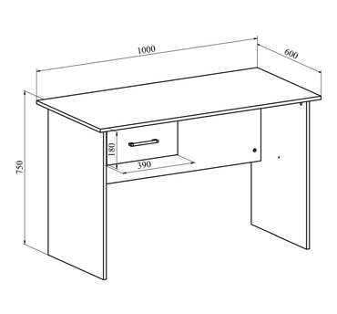 Стол письменный с ящиком серо-белого цвета