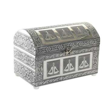 Шкатулка Зеленый Серебристый Деревянный Алюминий 25 x 15 x 18 cm