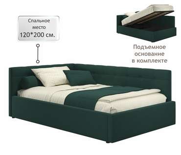 Кровать-тахта Bonna 120х200 изумрудного цвета c подъемным механизмом
