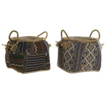 Корзина DKD Home Decor 30 x 30 x 30 cm Натуральное волокно Boho (2 штук)