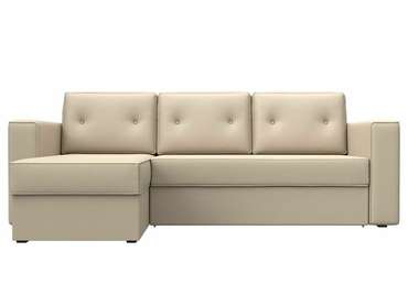 Угловой диван-кровать Принстон бежевого цвета левый угол (экокожа)