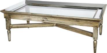 Стол журнальный деревянный со стеклянной столешницей