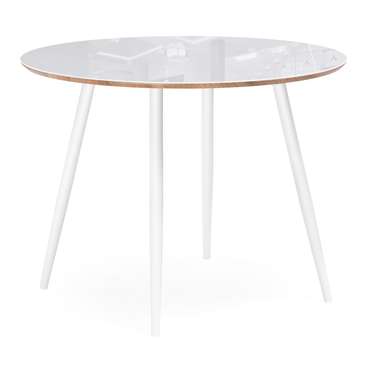 Обеденный стол Абилин со стеклянной столешницей белого цвета