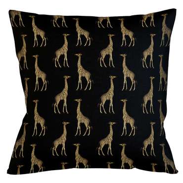 Интерьерная подушка Группа жирафов в черном