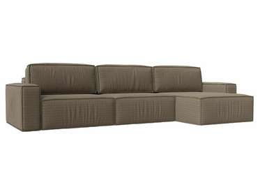 Угловой диван-кровать Прага Классик лонг бежево-коричневого цвета правый угол