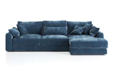 Угловой диван-кровать Шерлок с оттоманкой синего цвета