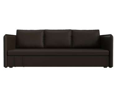 Прямой диван-кровать Слим коричневого цвета (экокожа)