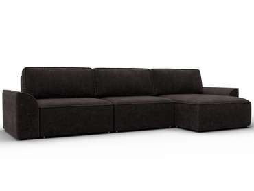 Угловой диван-кровать Лига-048 лонг темно-коричневого цвета