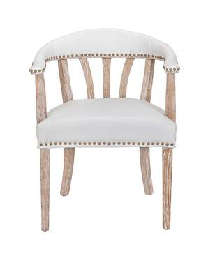 Стул с подлокотниками Tanner white leather белого цвета