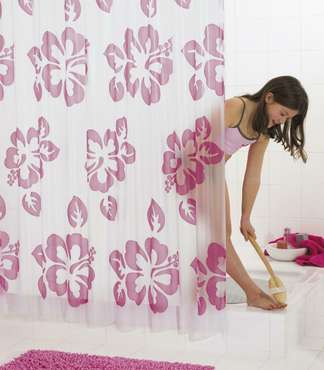 Штора для ванных комнат Flowerpower пластиковая розовый