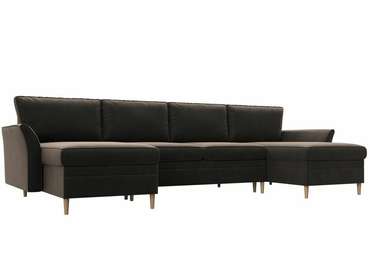 Угловой диван-кровать София коричневого цвета