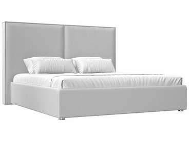Кровать Аура 200х200 белого цвета с подъемным механизмом (экокожа)